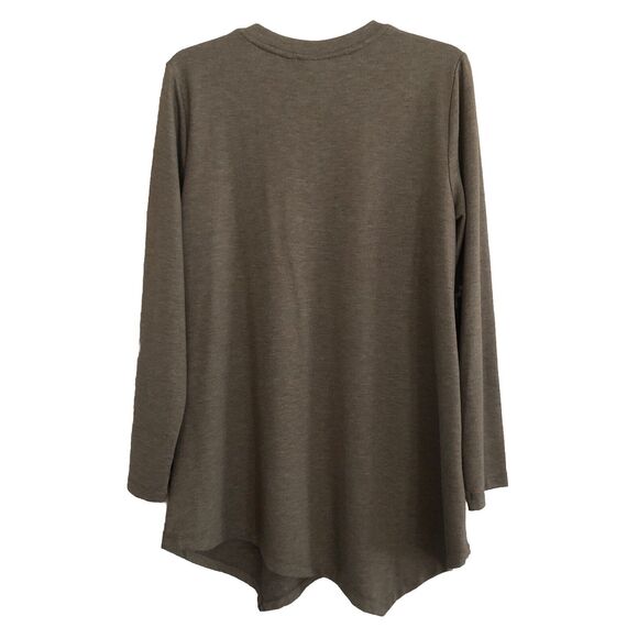 LOGO by Lori Goldstein Tunic Top  Womens L Assymetrical Hem Pockets Lagenlook - Picture 7 of 13